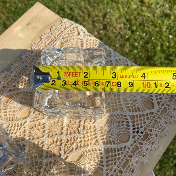 ✨3 for $20✨Vintage  Clear Cut Crystal Square Textured Ice Cube Candle Holders - Picture 3 of 8